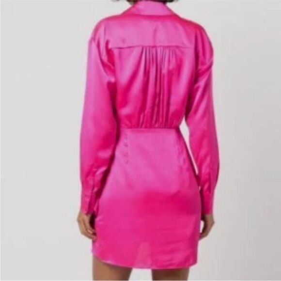 NWT Milly hot pink Jordan satin mini wrap dress small s - Picture 2 of 8